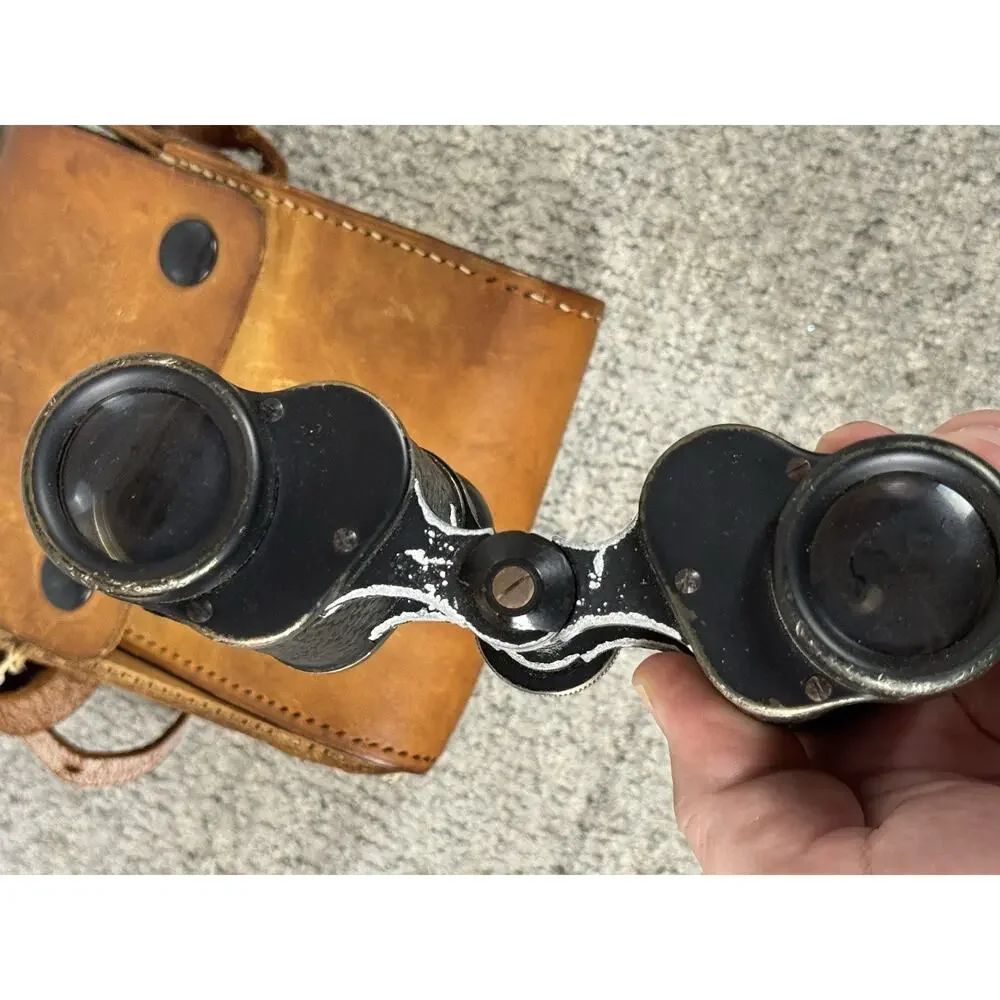 Steinheil Munchen 6x30 B9524 V Vintage Binoculars W/ Stamped Leather Case READ